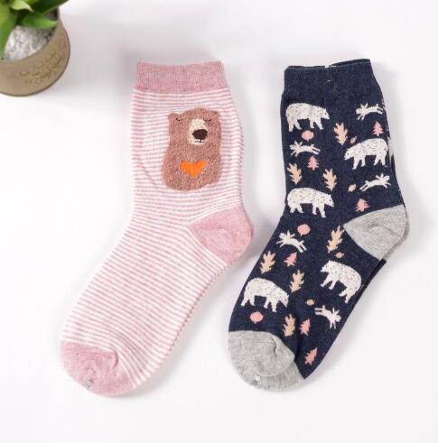 2018 Oln 6 Pairs/Lot Korean Socks Women Cotton Cute Cartoon Fox Panda Rabbit Animal Socks Calcetines 6 Colorss