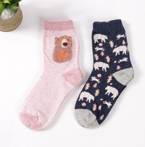 2018 Oln 6 Pairs/Lot Korean Socks Women Cotton Cute Cartoon Fox Panda Rabbit Animal Socks Calcetines 6 Colorss