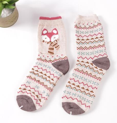 2018 Oln 6 Pairs/Lot Korean Socks Women Cotton Cute Cartoon Fox Panda Rabbit Animal Socks Calcetines 6 Colorss