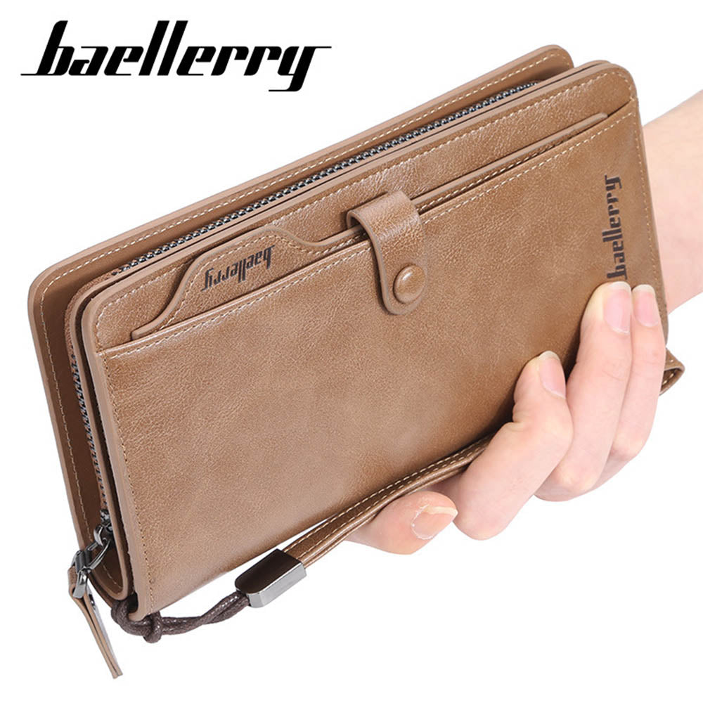 2019 Baellerry Men Long Fashion Wallets Desigh Zipper Card Holder Leather Purse Solid Coin Pocket High Quality Male Purse