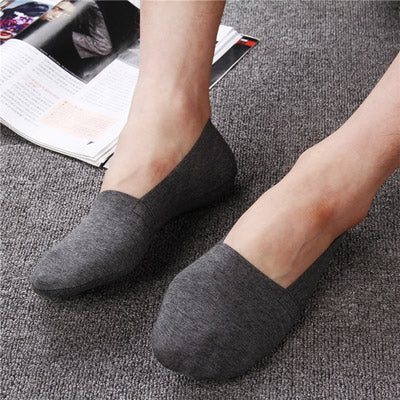 2019 High Quality Bamboo Fiber Cotton Men Socks Invisible Shallow Mouth Silicone Non-Slip Short Socks Summer Autumn Men Slippers