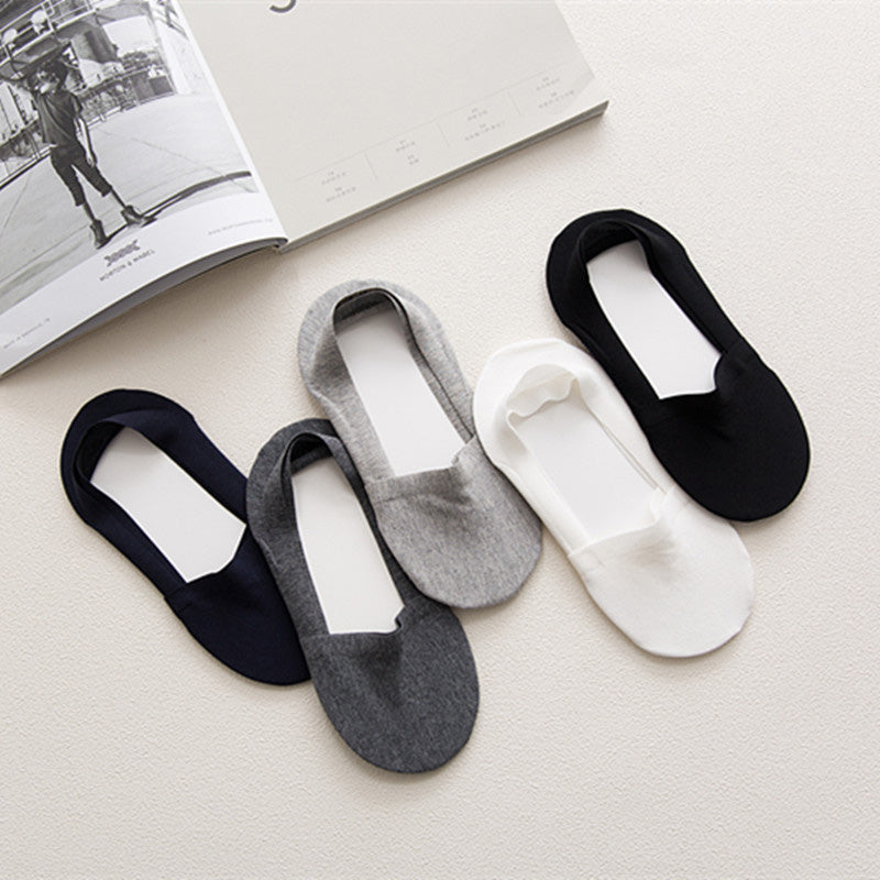 2019 High Quality Bamboo Fiber Cotton Men Socks Invisible Shallow Mouth Silicone Non-Slip Short Socks Summer Autumn Men Slippers