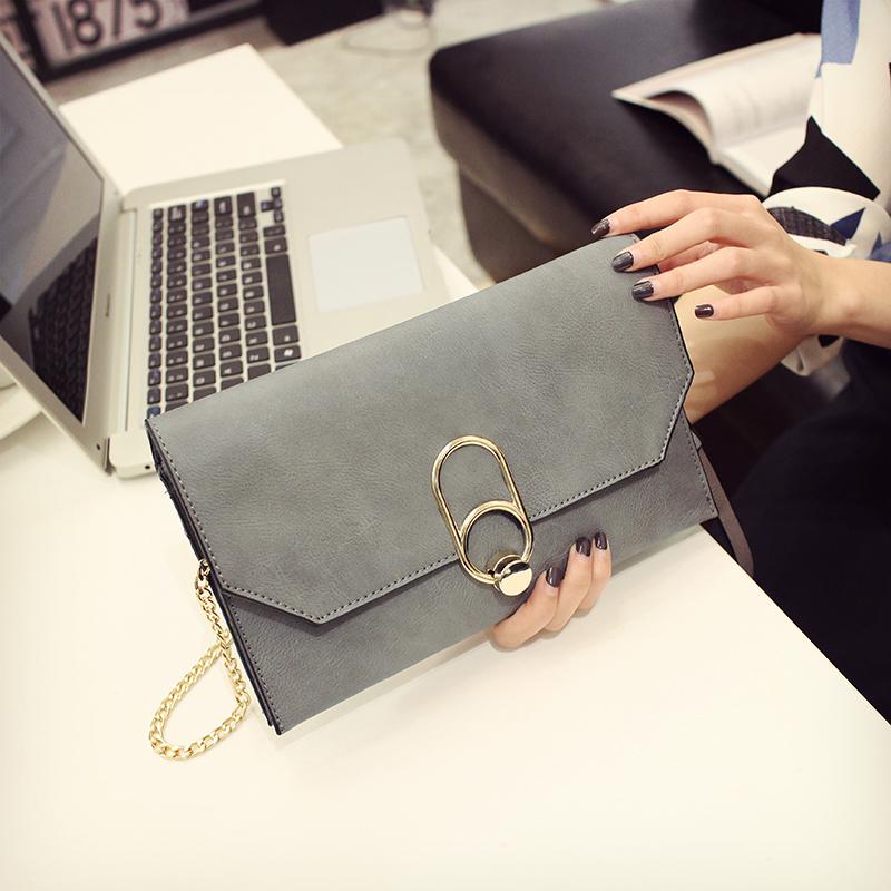 2019 New Arrival Casual Clutch Pu Day Clutches Polyester Single Fashion Women Solid Cover Soft  Crossbody Handbag Women Bag