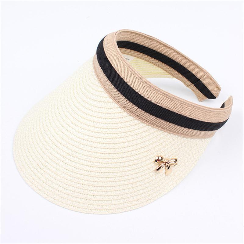 2019 New Woman'S Sun Hats Hand Made Diy Straw Bowknot Visor Caps Parent-Child Summer Cap Casual Shade Hat Empty Top Hat Beach