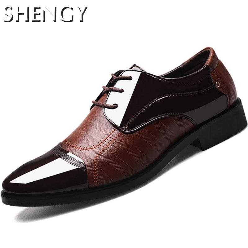 2020 Business Shoes Men Luxury Oxford Breathable Pu Leather Shoes Formal Dress Shoes Male Office Party Wedding Men Shoes