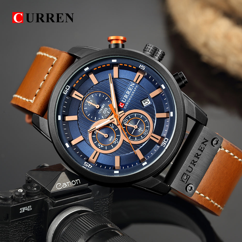 2020 Curren Luxury Brand Military Sport Watches Men'S Quartz Leather Strap Male Clock Waterproof Date Wristwatch Reloj Hombre