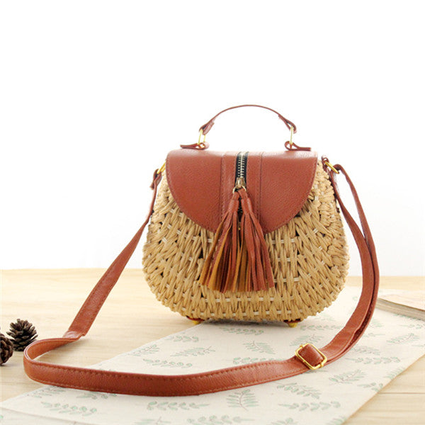 2020 Famous Designer Ladies Woven Knitting Messenger Crossbody Bags New Summer Bohemian Women Tassel Straw Beach Shoulder Bag