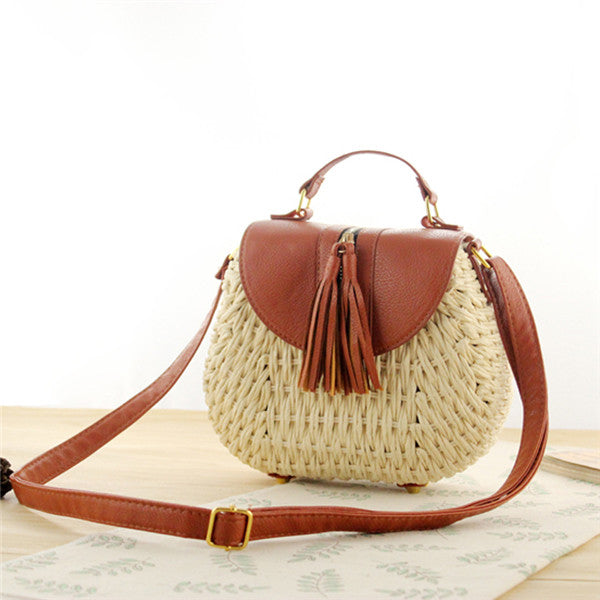 2020 Famous Designer Ladies Woven Knitting Messenger Crossbody Bags New Summer Bohemian Women Tassel Straw Beach Shoulder Bag