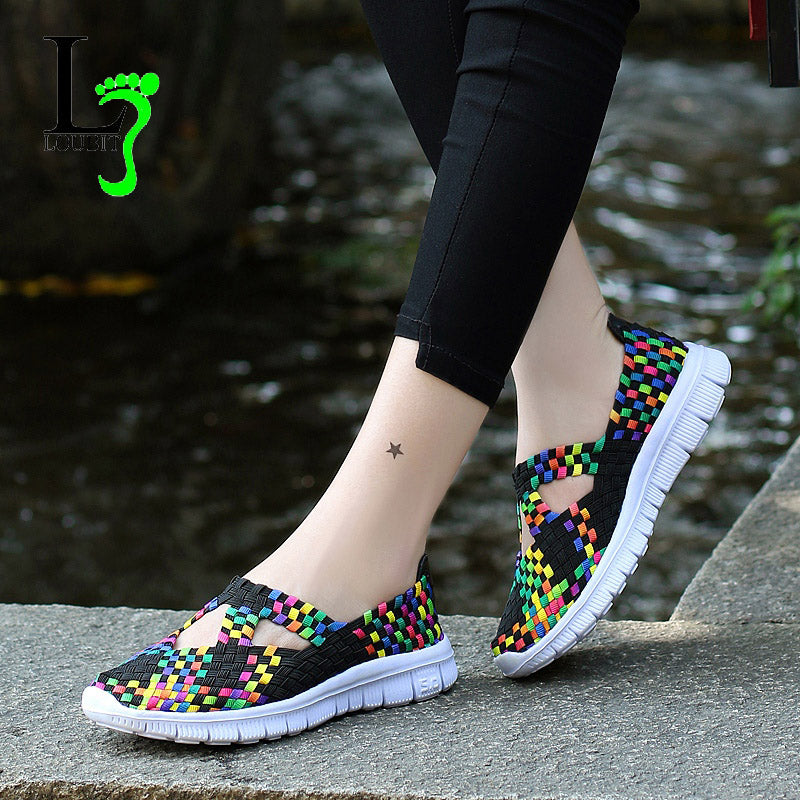2020 Fashion Womens Shoes Summer Sneakers Mixed Color Flats Breathable Casual Shoes Loafers Comfortable Mother Shoes Size 35-42