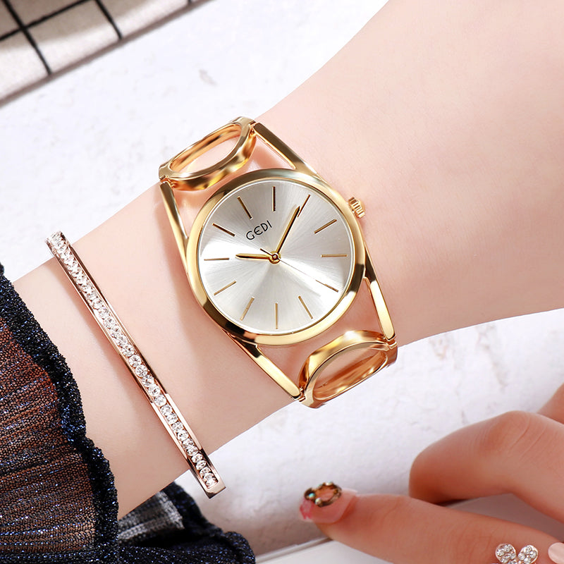 2020 Luxury Gedi Brand Rose Gold Plated Bracelet Watches Women Ladies Crystal Elegant Dress Quartz Wristwatches Relogio Feminino