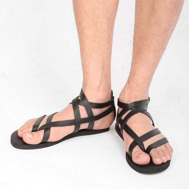 2020 New Men Sandals Men Summer Shoes Leather Roman Sandals Shoes Soft Comfortable Zapatos Mujer Gladiator, Big Sizes Us6-12!