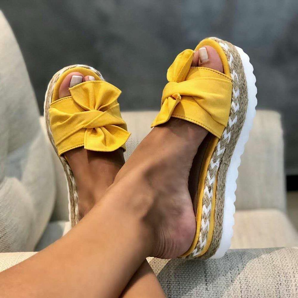 2020 Summer Fashion Sandals Shoes Women Bow Summer Sandals Slipper Indoor Outdoor Flip-Flops Beach Shoes Female Slippers