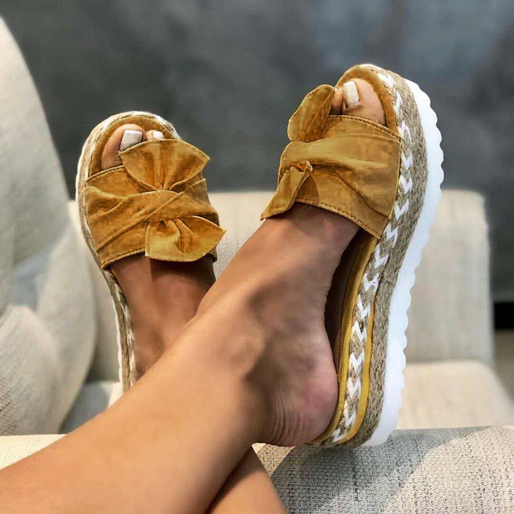 2020 Summer Fashion Sandals Shoes Women Bow Summer Sandals Slipper Indoor Outdoor Flip-Flops Beach Shoes Female Slippers