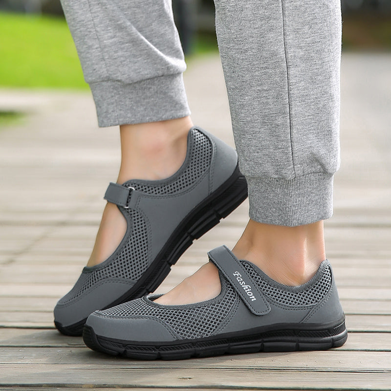 2020 Women Sneakers Summer Mesh Shoes Female Flats Casual Shoes Breathable Footwear Hook & Loop Fashion Light Shoes