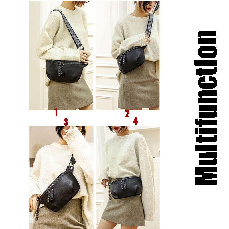 2021 Hot Genuine Leather Messenger Shoulder Packs Casual Women Chest Money Pouch  Half Moon Waist Bag Fashion Small Casual Bag