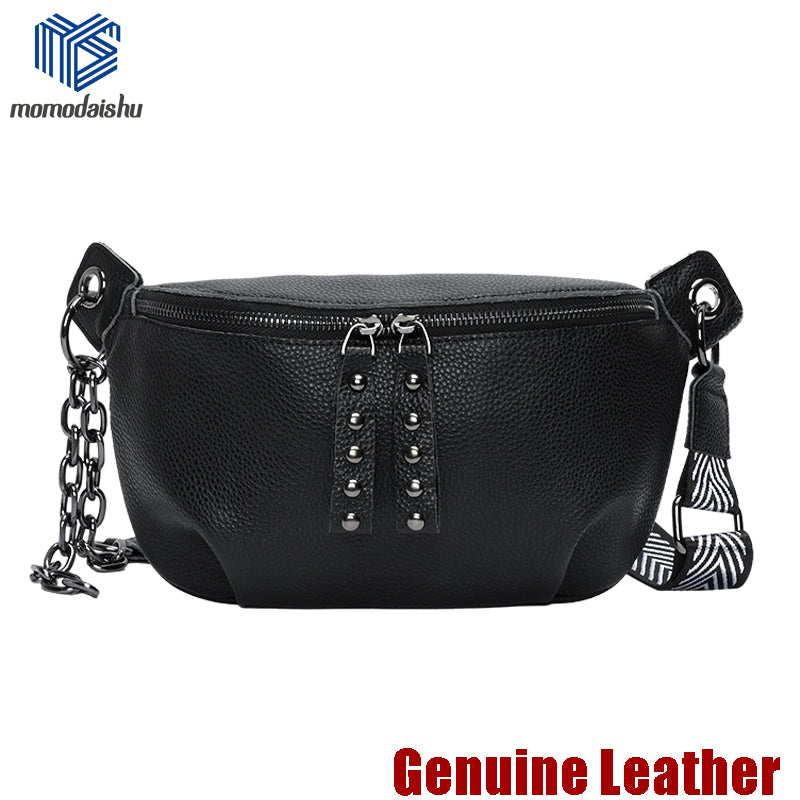 2021 Hot Genuine Leather Messenger Shoulder Packs Casual Women Chest Money Pouch  Half Moon Waist Bag Fashion Small Casual Bag