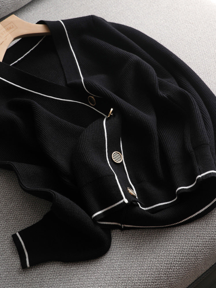 2021 White Black Solid Sweater Cardigans Jacket Ladies New Women Thick Sweater Coat V-Neck Cardigan Jacket Coat Outwear