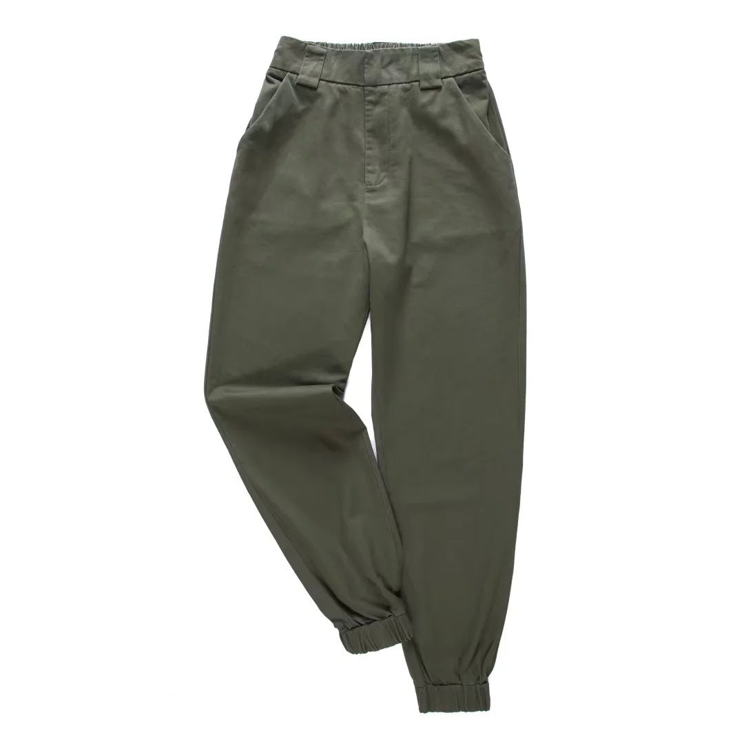 2022 Chic Women Army Green Pants High Waist Trousers Joggers Women Cardo Pants Women Ankle Length Pants Female Trousers