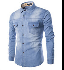 2022 High Quality Cotton Jeans Shirts Male Slim Solid Long Sleeve Denim Shirts Men Clothes Casual Chemise Homme Plus Size 6Xl