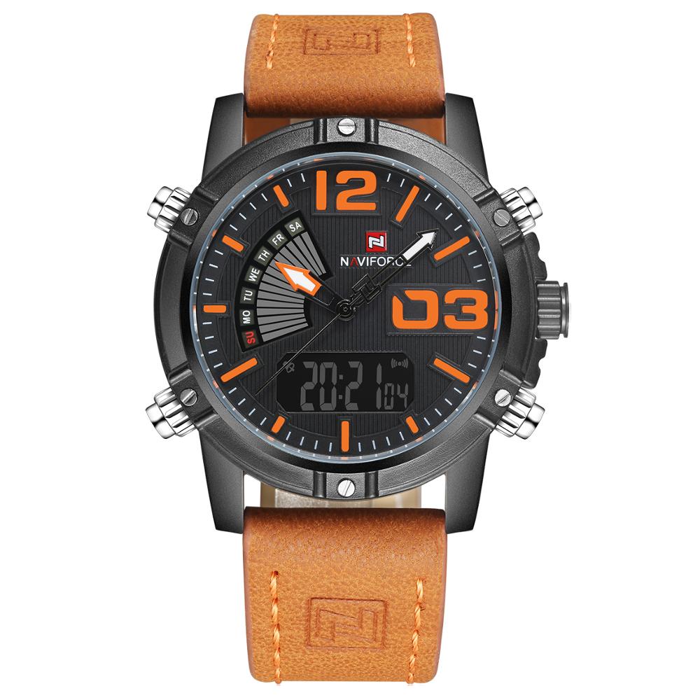 2022 Naviforce Men'S Fashion Sport Watches Men Quartz Analog Date Clock Man Leather Military Waterproof Watch Relogio Masculino