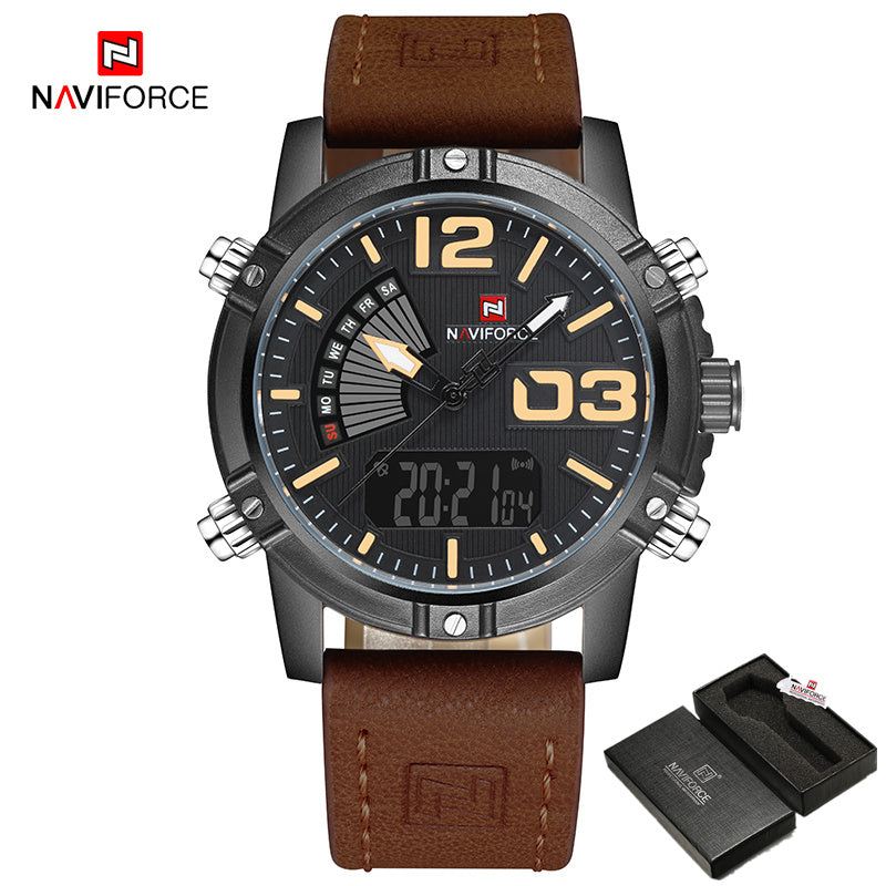 2022 Naviforce Men'S Fashion Sport Watches Men Quartz Analog Date Clock Man Leather Military Waterproof Watch Relogio Masculino