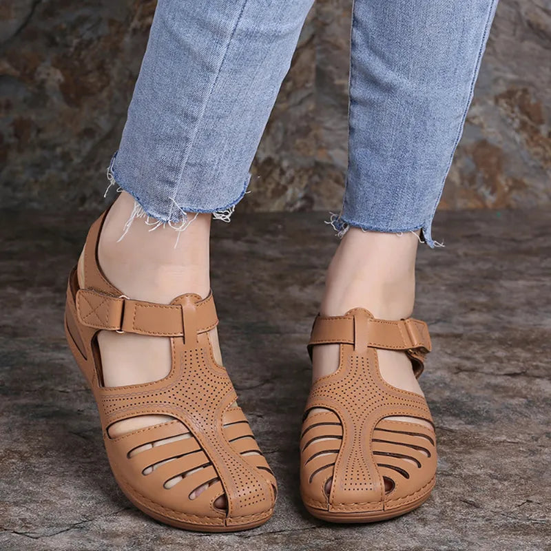 2022 New Women Sandals Vintage Wedge Sandals Buckle Casual Sewing Women Shoes Female Ladies Platform Retro Sandalias Plus Size