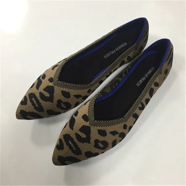 2022 Pointed Toe Flats Ladies Flat Shoes Ballet  Breathable Knit Mocasines De Mujer Gestante Bailarinas De Mujer Loafers Autumn