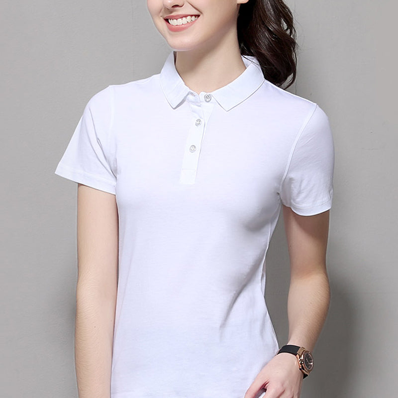 2022 Summer Fashion Polo Shirt Women New Casual Short Sleeve Slim Polos Mujer Shirts Tops Plus Size Female Cotton Polo Shirt