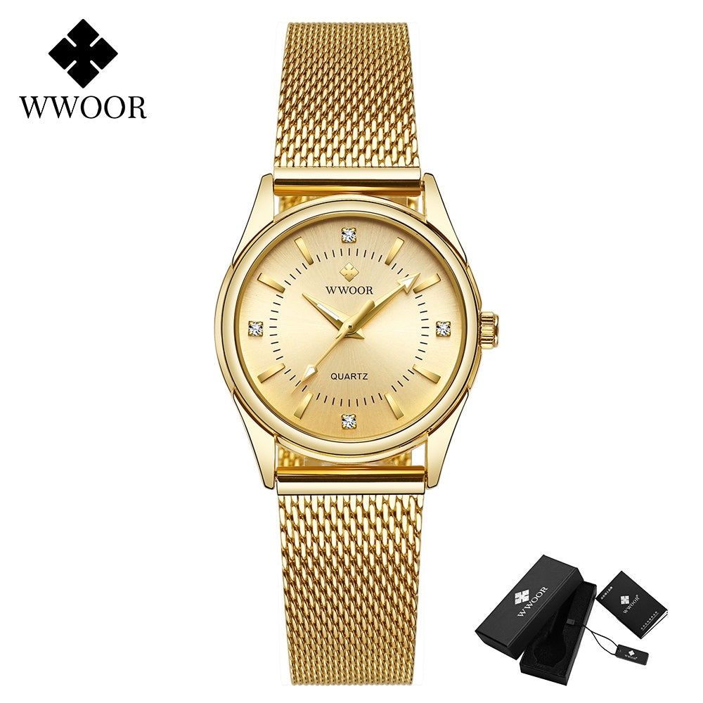 2022 Wwoor Fashion Classic Ladies Watch Luxury Diamond Rose Gold Women Bracelet Watch Elegant Dress Watch For Girl Montre Femme