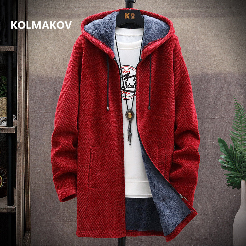 2022 Winter New Arrival Men'S Sweaters Cardigan Men Knitted Thicken Mens Hooded Coat Male Slim Fit Knitting Sweater M-3Xl