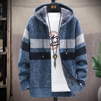 2022 Winter Men'S High Quality Knitted Thicken Mens Coats Hood Male Sweater Casual Keep Warm Male Cardigan Sweaters Men My039