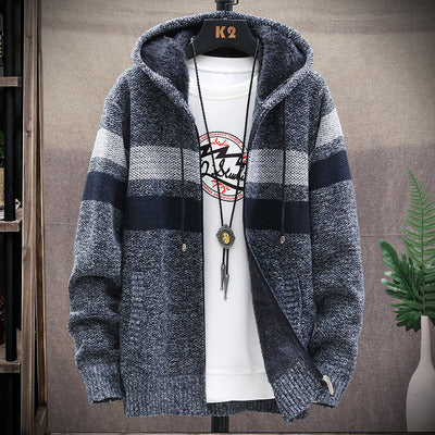 2022 Winter Men'S High Quality Knitted Thicken Mens Coats Hood Male Sweater Casual Keep Warm Male Cardigan Sweaters Men My039