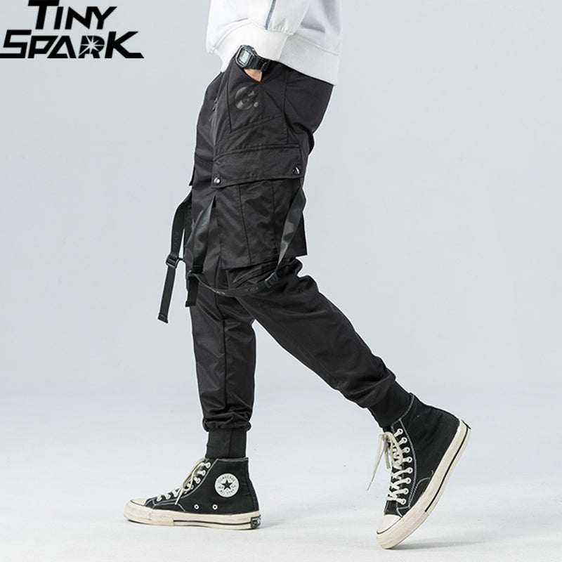 2023 Hip Hop Cargo Pants Pockets Men Streetwear Harajuku Joggers Pants Hiphop Swag Ribbion Harem Pants Fashion Casual Trousers