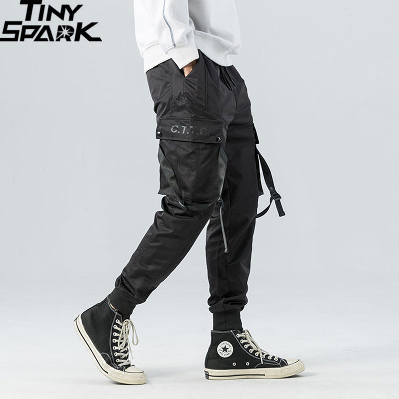 2023 Hip Hop Cargo Pants Pockets Men Streetwear Harajuku Joggers Pants Hiphop Swag Ribbion Harem Pants Fashion Casual Trousers
