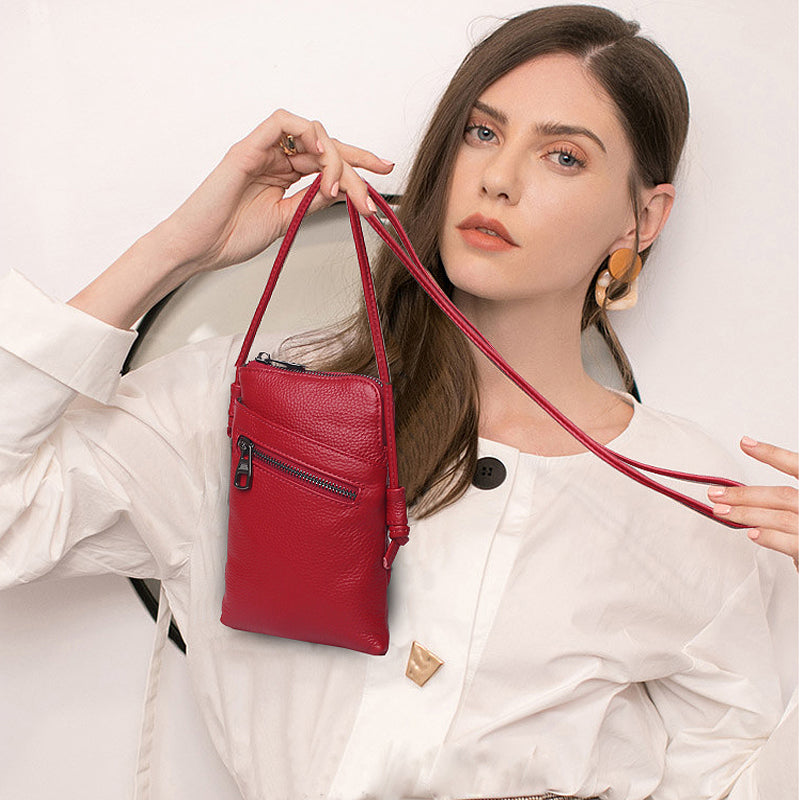 2023 Summer New Women Genuine Leather Shoulder Messenger Bags Female Cellphone Crossbody Bag Softness Small Purses And Handbags