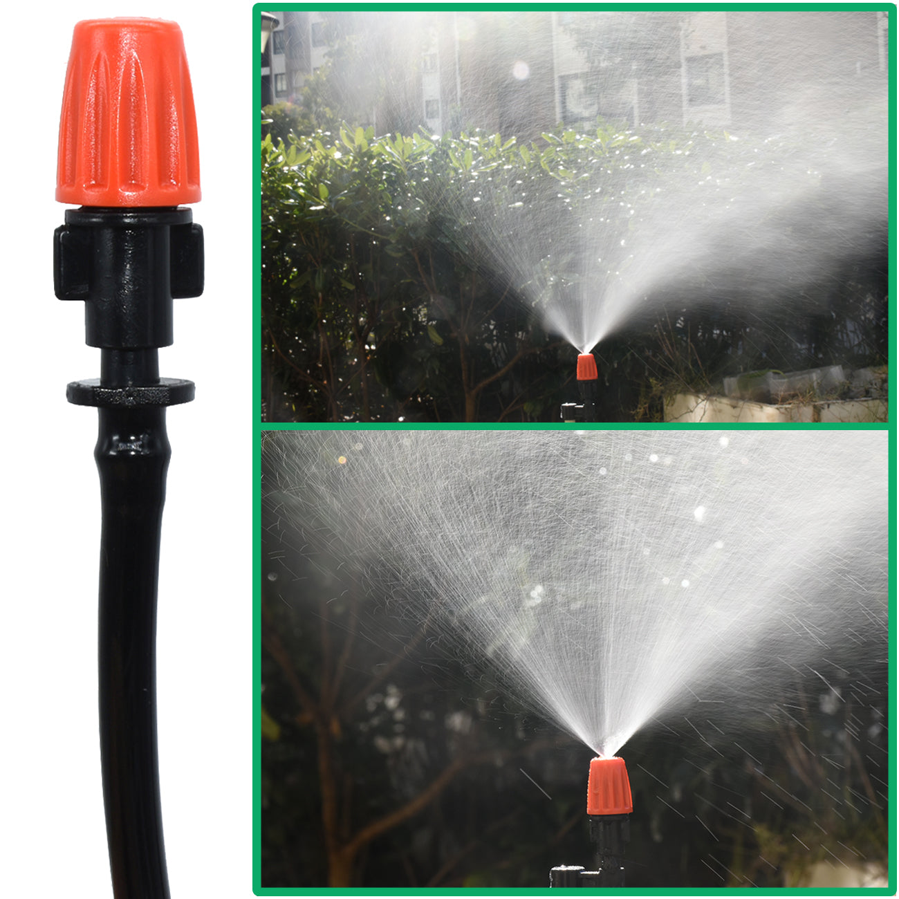 20X 1/4 Inches Nozzle Dripper Watering Sprayer Misting Atomizing Sprinkler Garden Drip Irrigation System W/ Hose Tee Connector