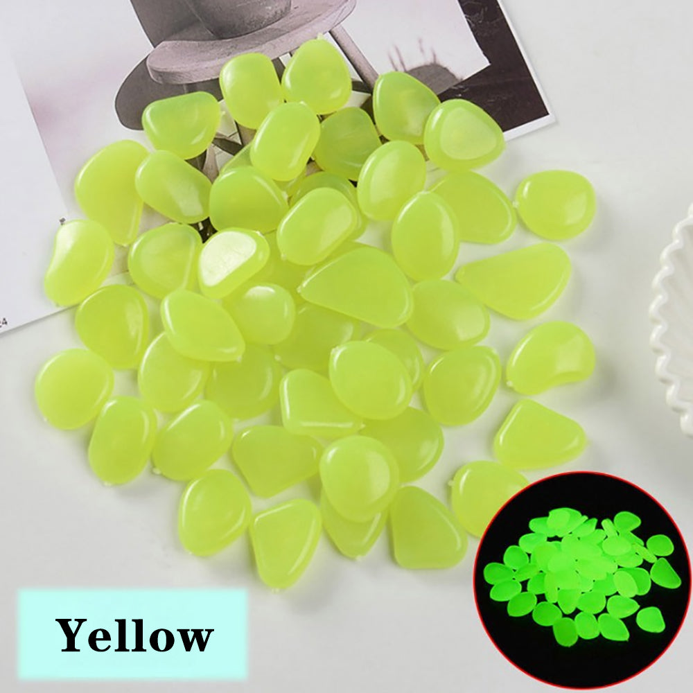 25/50/100Pcs Glow In The Dark Garden Pebbles Rocks For Walkways Path Patio Lawn Garden Yard Aquarium Decor Luminous Stones