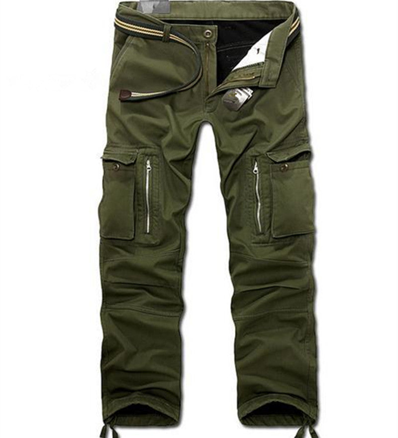 29-40 Plus Size Men Cargo Pants Winter Thick Warm Pants Full Length Multi Pocket Casual Military Baggy Tactical Trousers