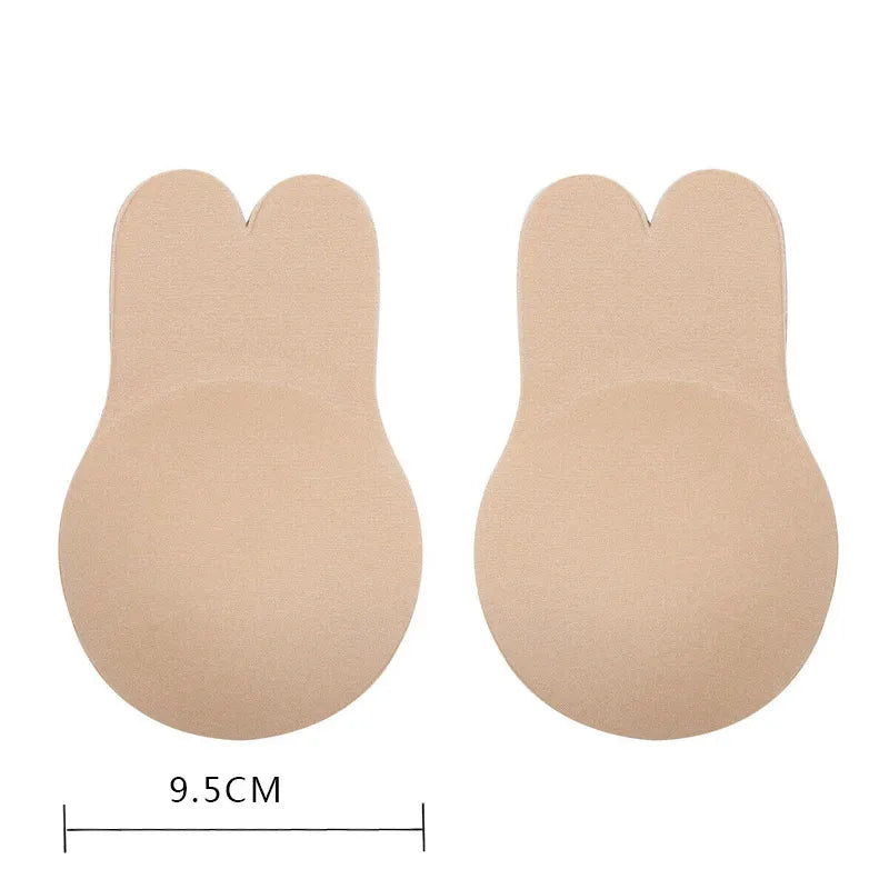 2Pcs/1 Pair Rabbit Ear Reusable Silicone Bust Nipple Cover Pasties Stickers Breast Adhesive Invisible Bra Lift Tape