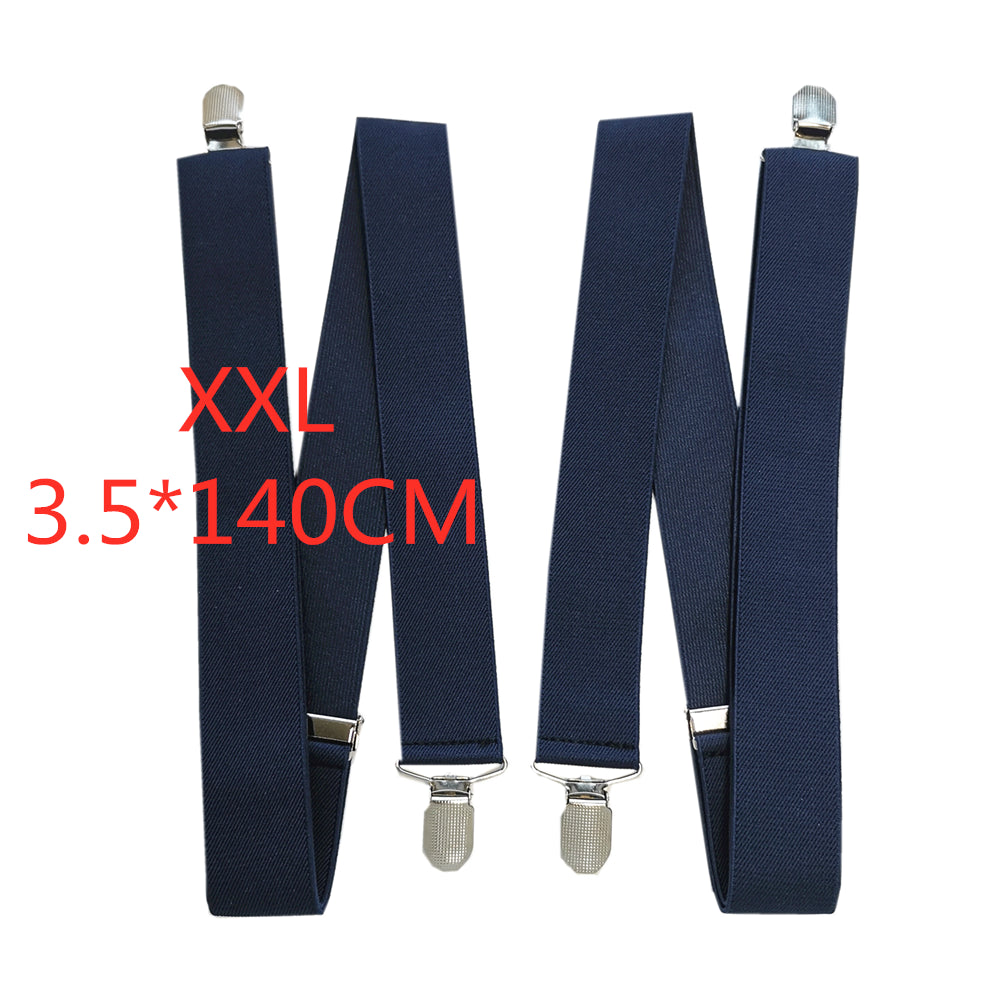 3.5 Cm Wide Solid Color No Cross Suspenders Men 4 Strong Clips Women Suspender For Wedding Party Trouser Braces