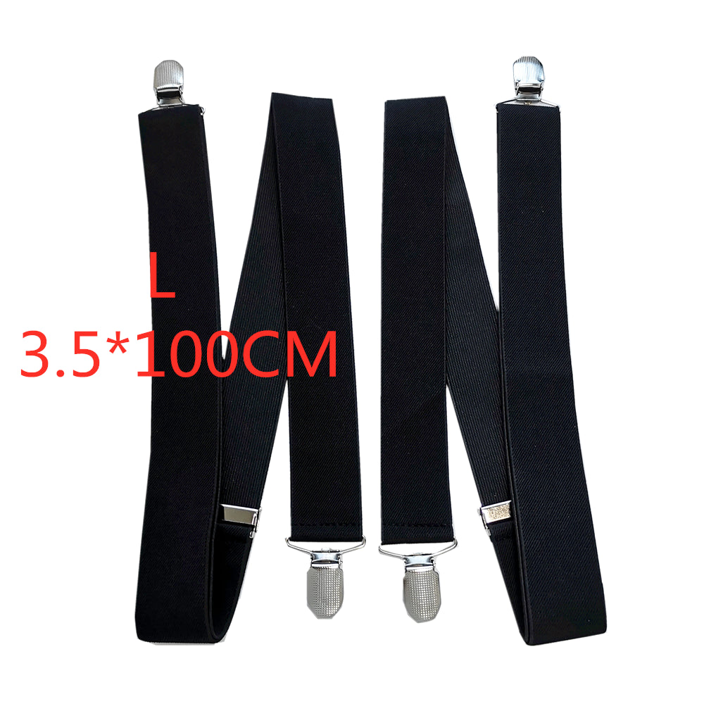 3.5 Cm Wide Solid Color No Cross Suspenders Men 4 Strong Clips Women Suspender For Wedding Party Trouser Braces
