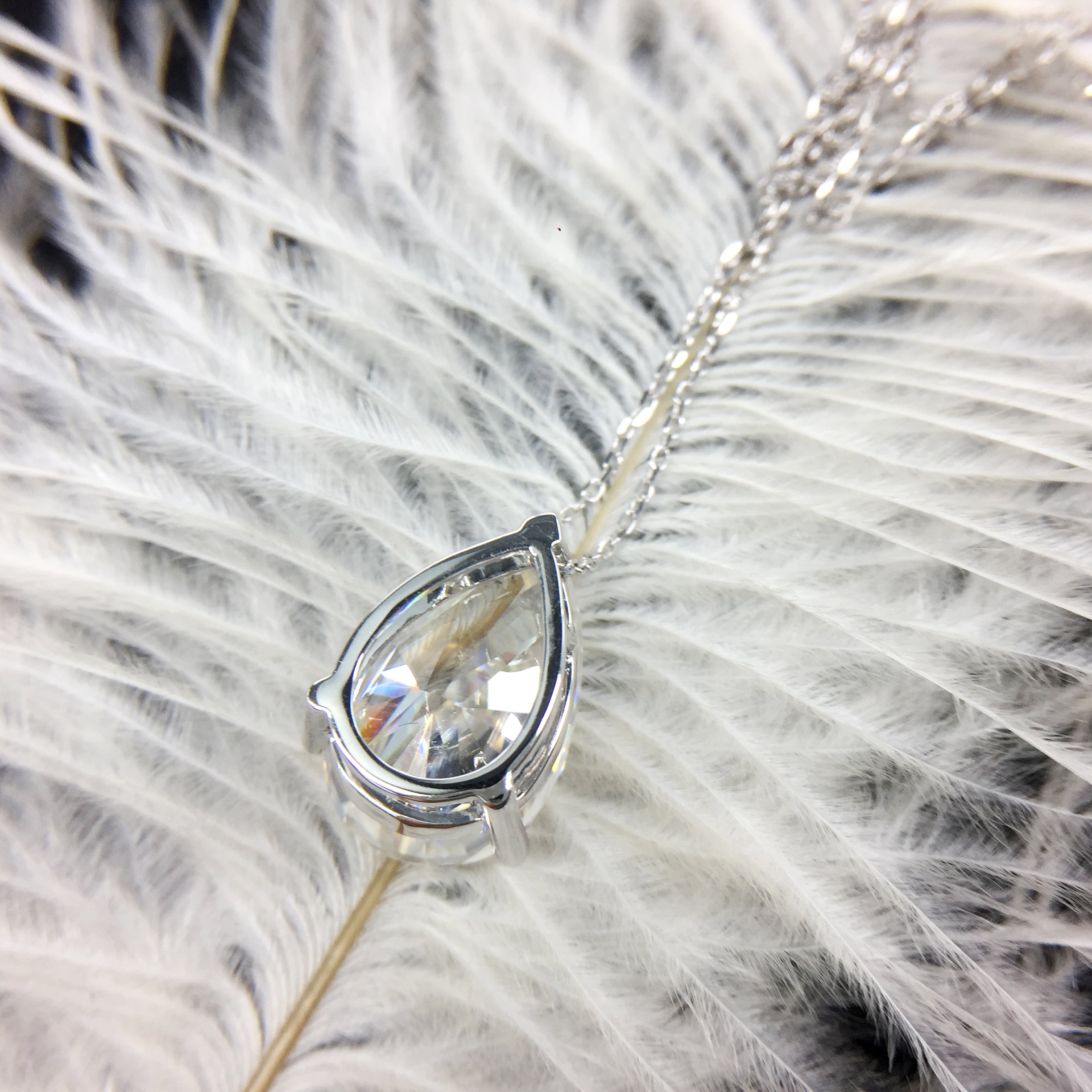 3 Carat Pear White Moissanite 14K White Gold Necklace Pendant Test Positive Moissanite Diamond For Women