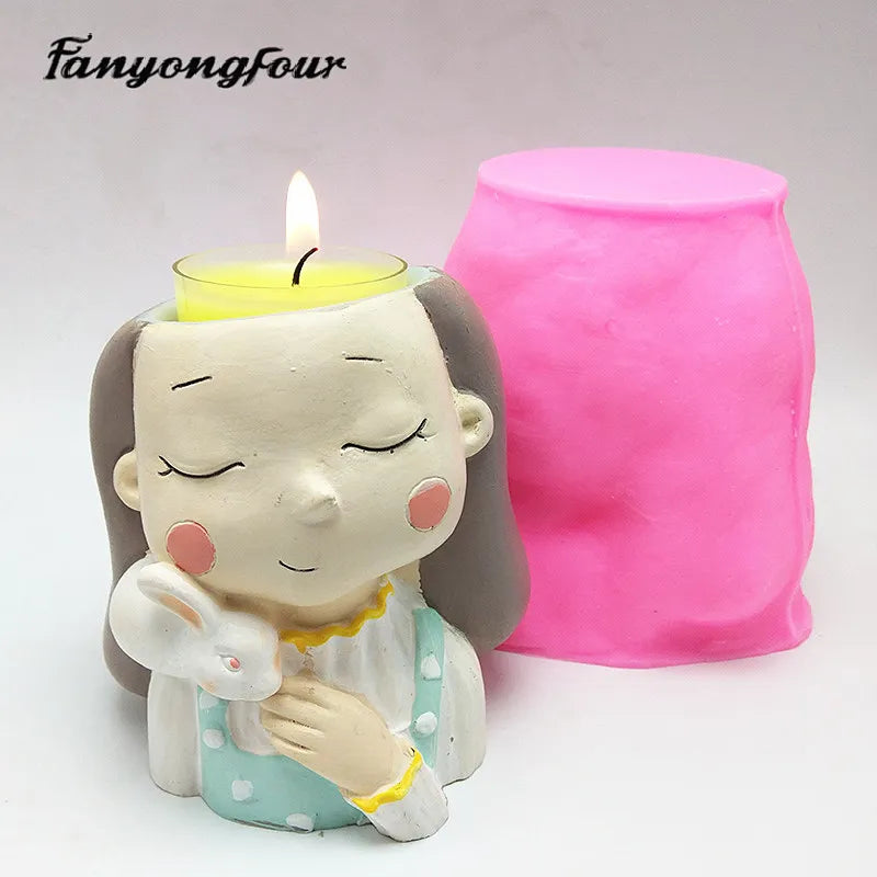 3D Beautiful Girl Flower Pot Silicone Mold Baking Mold Chocolate Resin Candle Mold Free Shipping