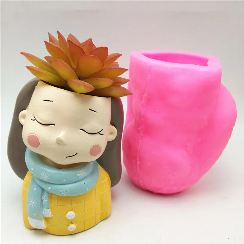 3D Beautiful Girl Flower Pot Silicone Mold Baking Mold Chocolate Resin Candle Mold Free Shipping