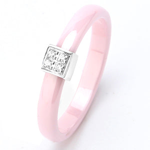 3Mm Width Smooth Ceramic Rings For Women Pink Black White Thin Pick Ceramic Ring Unique Wedding Engagement Rings Fashion Jewelry