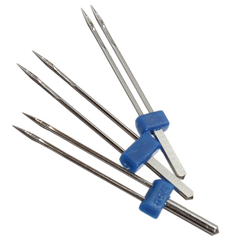 3Pcs/Set Size 2.0/90-3.0/90-4.0/90 Steel Twin Double Needle Sewing Machine Needles Pins Cloth Decor Needlework Knitting Needles