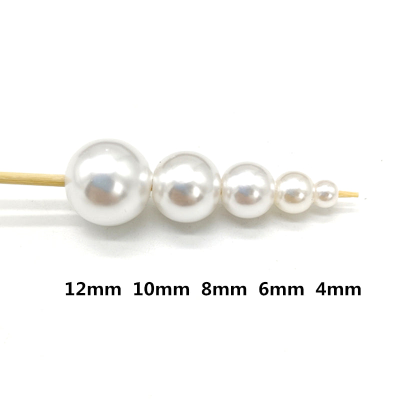 4-12Mm Round Abs Cheap Shape Imitation Pearls White Beads Handmade Diy Bracelet Jewelry Accessories Making Wholesale