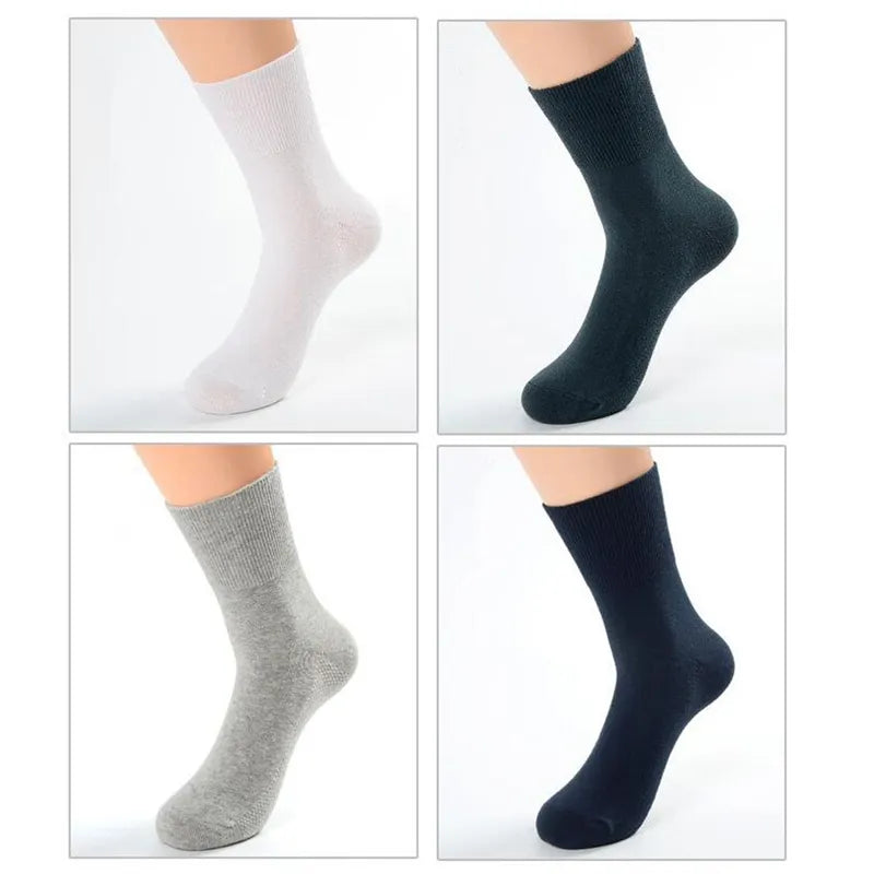 4 Pairs/Lot Diabetic Socks Non Binding Loose Mouth Socks For Diabetes Hypertensive Patients Bamboo Cotton Material Women And Men