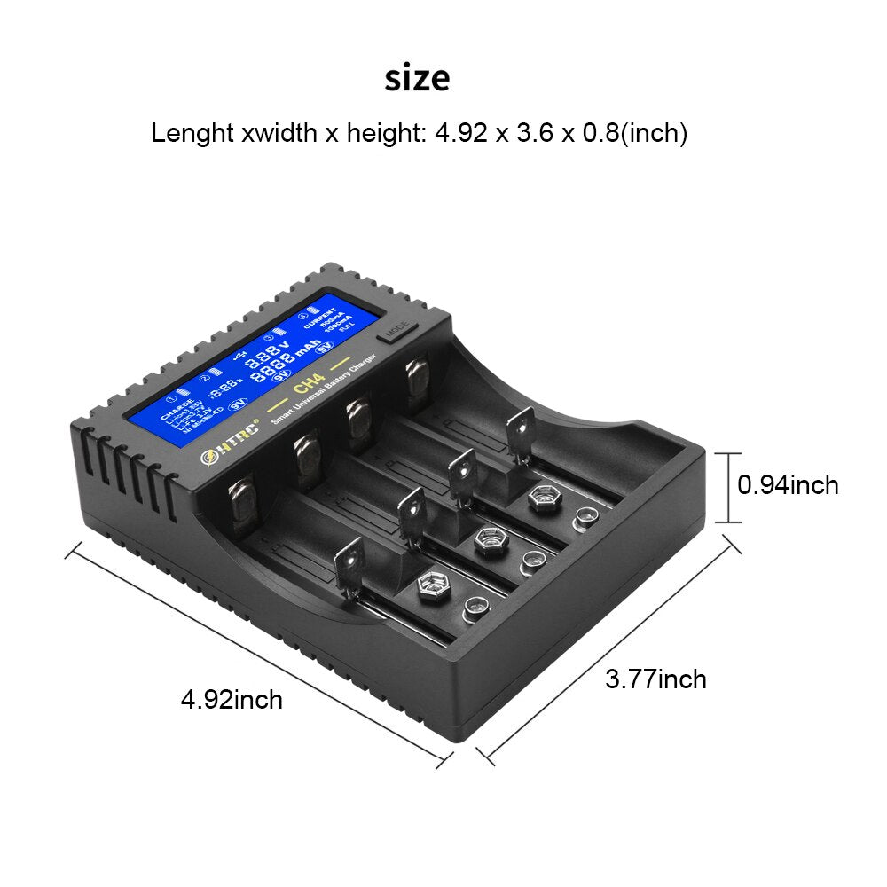 4 Slots Battery Charger 18650 Multi-Function Li-Ion Li-Fe Ni-Mh Ni-Cd Smart Charger For Aa/Aaa/18650/26650/6F22/16340/9V Battery