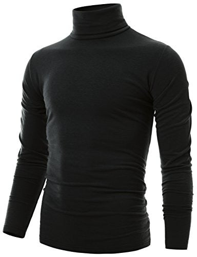 Ohoo Mens Slim Fit Soft Cotton Long Sleeve Pullover Lightweight Turtle ...